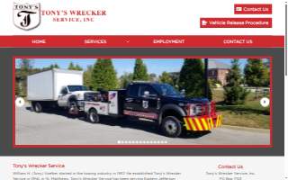 Tony's Wrecker Services - Heavy Duty Towing website