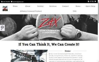 Zax Custom Screenprinting and Embroidery website