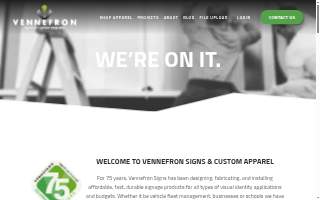 Vennefron Signs & Custom Apparel website