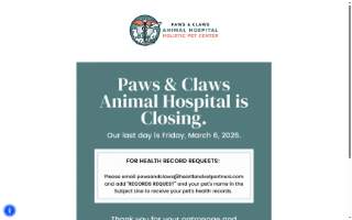 Paws & Claws Animal Hospital website