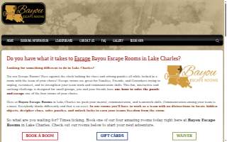 Bayou Escape Rooms website