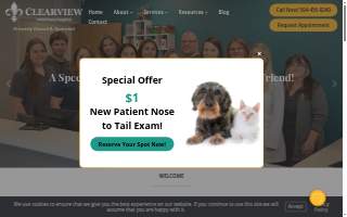 Clearview Veterinary Hospital website