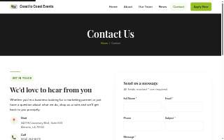 Coast to Coast Events, Inc website