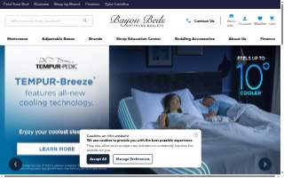 Bayou Beds' Mattress Gallery website