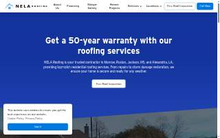 NELA Roofing of Ruston website