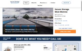 Secure Storage West Monroe website