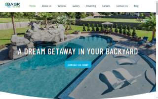 Bask Pools + Outdoors website