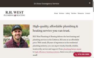 RH West Plumbing & Heating website