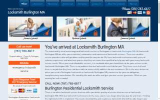 Locksmith Burlington MA of Billerica website