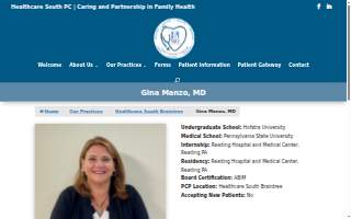 Healthcare South Braintree: Gina Manzo, MD website