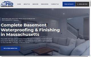 All Pro Basement Waterproofing Inc of Wellesley website