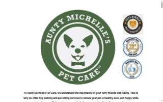 Aunty Michelle's Dog Walking and Pet Sitting Services, LLC website