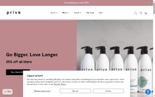 Privé Skin Care website