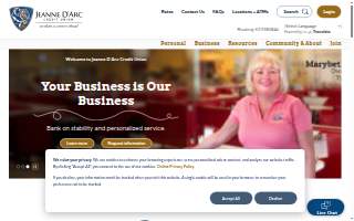 Jeanne D'Arc Credit Union of Lowell website
