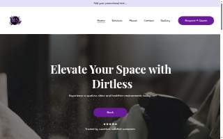 Dirtless Cleaning Services website