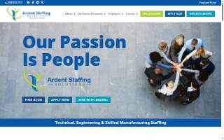 Ardent Staffing Solutions website