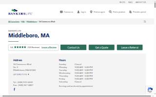 Bankers Life of Middleborough website