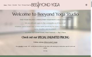 Beeyond Yoga website