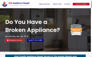 WB Appliance Repair of Randolph website