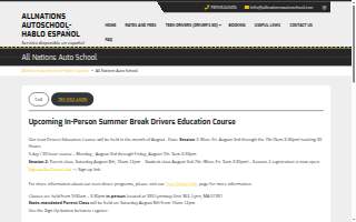 All Nations Auto School of Revere website