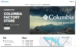 Columbia Factory Store of Somerville website