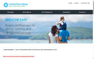 Central Mass Allergy & Asthma Care of Millbury website