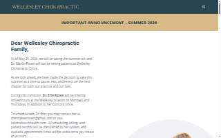 Wellesley Chiropractic Office website