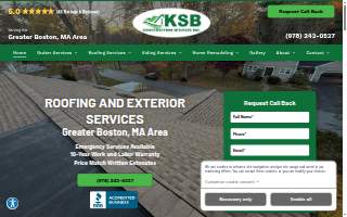 KSB Construction and Roofing of Westborough website