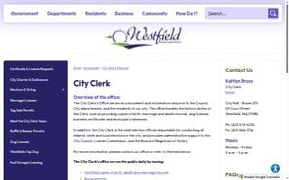 City of Westfield City Clerk website