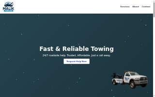 Malik Towing & Recovery website