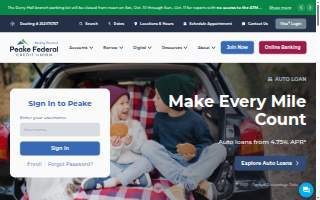 Peake Federal Credit Union website