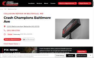 Crash Champions Collision Repair Baltimore Ave of Beltsville website