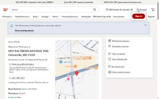 Walgreens Pharmacy of Catonsville website