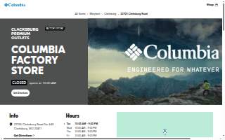 Columbia Factory Store of Clarksburg website
