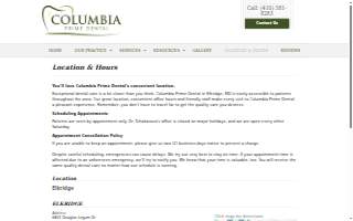 Columbia Prime Dental website