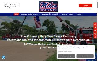 Miles Towing of Elkridge website