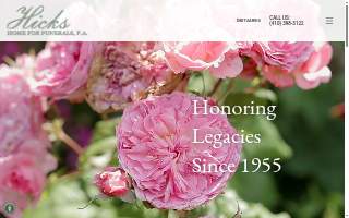 Hicks Home For Funerals, P.A. website