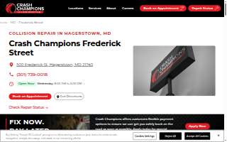 Crash Champions Collision Repair Frederick Street website