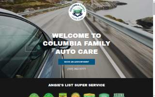 Columbia Family Auto Care website