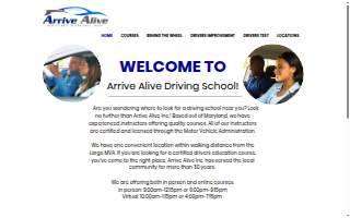 Arrive Alive Driving School website