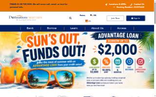 Destinations Credit Union of Perry Hall website