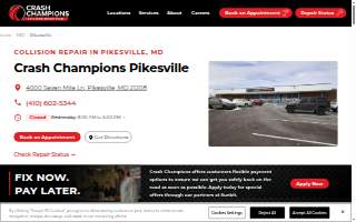 Crash Champions Collision Repair Pikesville website