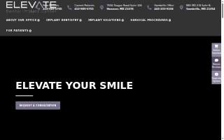 Elevate Dental Implant Center website