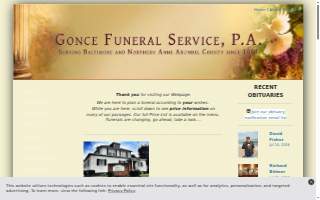 Gonce Funeral Service P.A. of Langley Park website