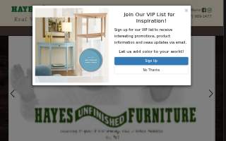 Hayes Unfinished Furniture website