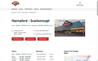 Hannaford Pharmacy website