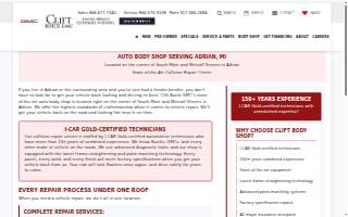 Clift Buick GMC Body Shop website