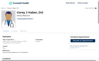 Haber Corey J DO website