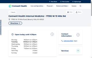 Corewell Health Internal Medicine website