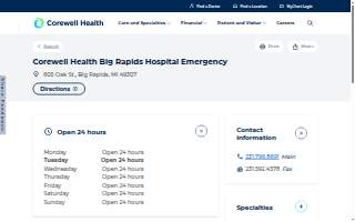 Corewell Health Big Rapids Hospital Emergency website